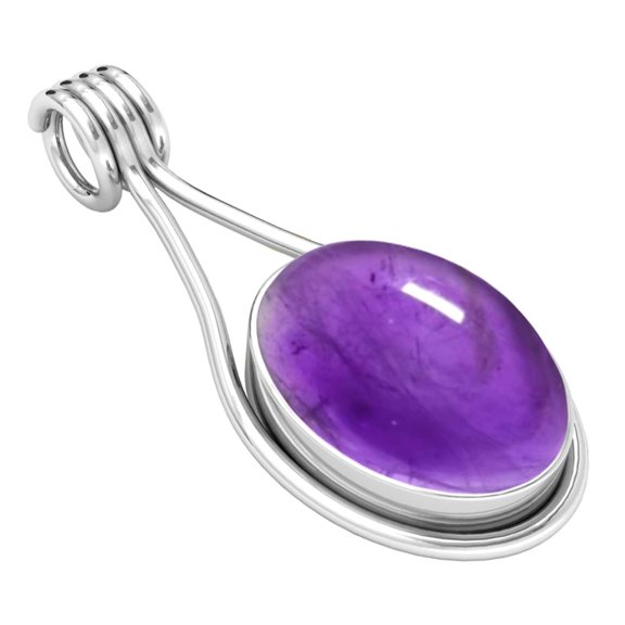 925 Sterling Silver Pendant Natural Amethyst Handmade Jewelry