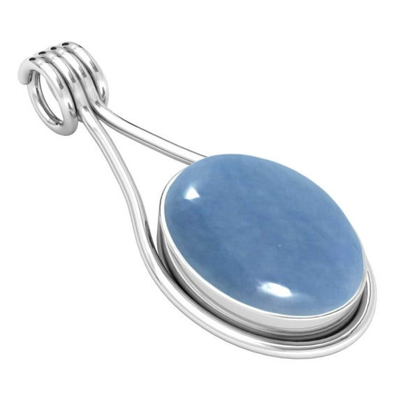 925 Sterling Silver Pendant Natural Angelite Handmade Jewelry