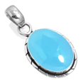 thumbnail image 1 of 925 Sterling Silver Pendant Natural Blue Chalcedony Handmade Jewelry, 1 of 3