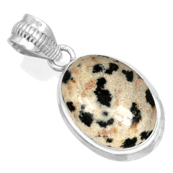 925 Sterling Silver Pendant Natural Dalmatian Handmade Jewelry