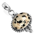 thumbnail image 1 of 925 Sterling Silver Pendant Natural Dalmatian Handmade Jewelry, 1 of 4