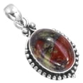 thumbnail image 1 of 925 Sterling Silver Pendant Natural Dragon Blood Jasper Handmade Jewelry, 1 of 4