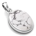 thumbnail image 1 of 925 Sterling Silver Pendant Natural Howlite Handmade Jewelry, 1 of 8