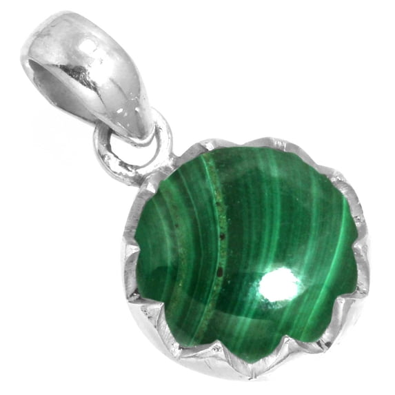 925 Sterling Silver Pendant Natural Malachite Handmade Jewelry