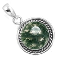 thumbnail image 1 of 925 Sterling Silver Pendant Natural Moss Agate Handmade Jewelry, 1 of 4