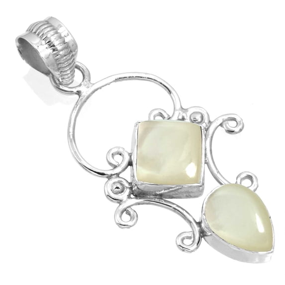 925 Sterling Silver Pendant Natural Mother Of Pearl Handmade Jewelry