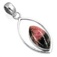 thumbnail image 1 of 925 Sterling Silver Pendant Natural Rhodonite Handmade Jewelry, 1 of 4