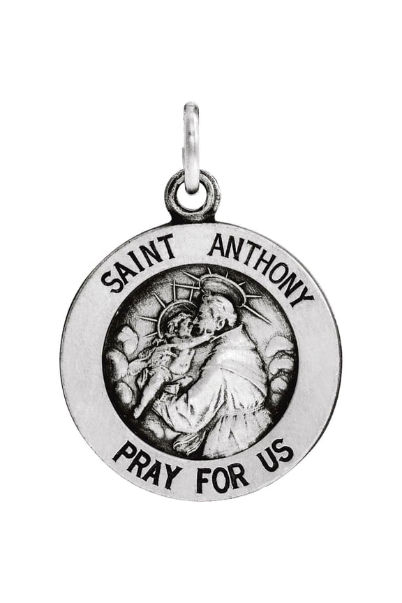 925 Sterling Silver Pendant Necklace 18mm Polished St. Anthony Medal Pendant for Women - 2.1 Grams