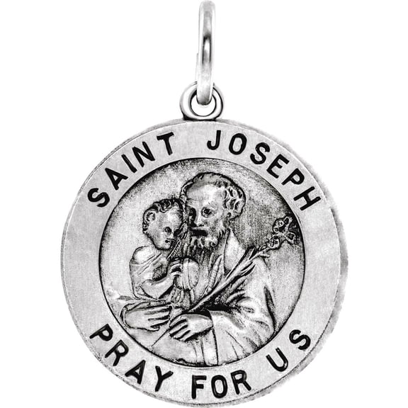 925 Sterling Silver Pendant Necklace 18mm Polished St. Joseph Medal Pendant for Women - 2.1 Grams