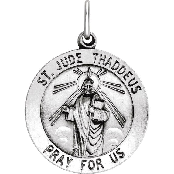 925 Sterling Silver Pendant Necklace 22mm Polished St. Jude Thaddeus Medal Pendant for Women