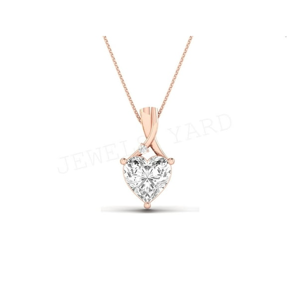 925 Sterling Silver Pendant Necklace with 14K Rose Gold Plating 2 Carat Heart-Shaped April Birthstone – Perfect Valentine’s Day Gift for Her
