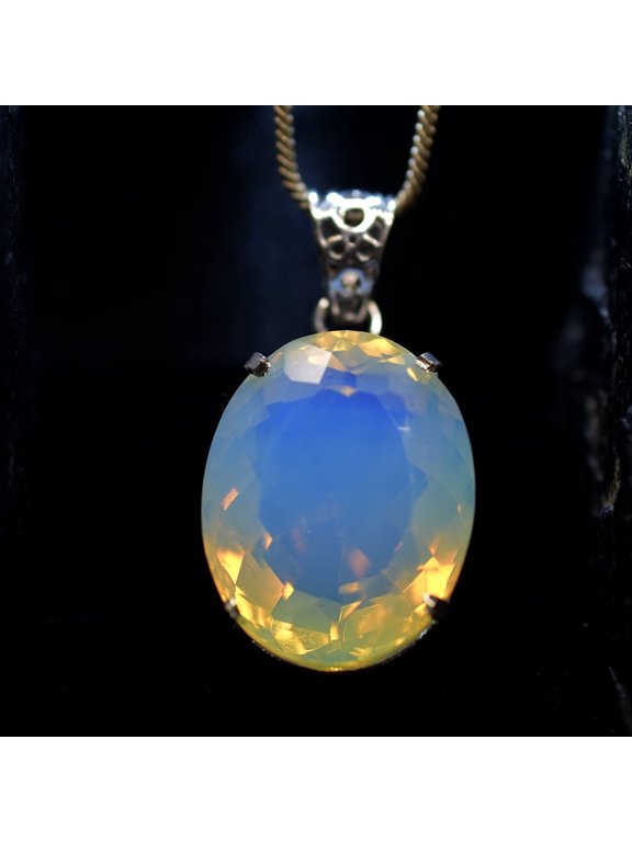 925 Sterling Silver Pendant Oval Cut 73.65 Ct Natural Opal Gemstone Free Gift