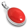 thumbnail image 1 of 925 Sterling Silver Pendant Red Stone Handmade Jewelry, 1 of 7