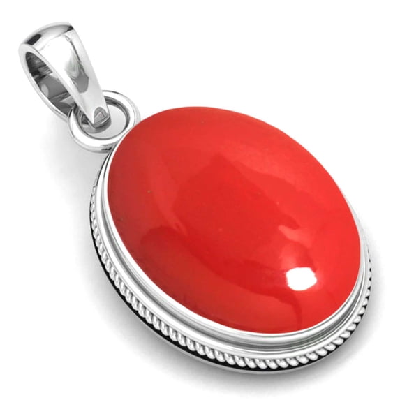 925 Sterling Silver Pendant Red Stone Handmade Jewelry