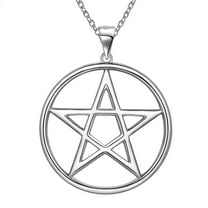 Hipunk 925 Sterling Silver Pentagram Necklace for Women Men Star Pendant Pentacle Necklace Wicca Pagan Jewelry Fathers Day Gifts