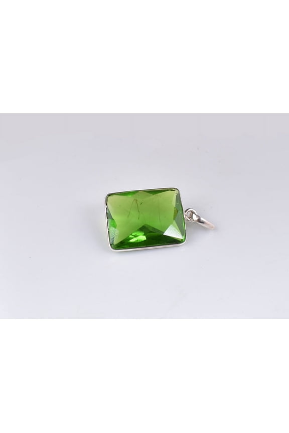 925 Sterling Silver Peridot Gemstone Handmade Pendant Women Gift PS-2605