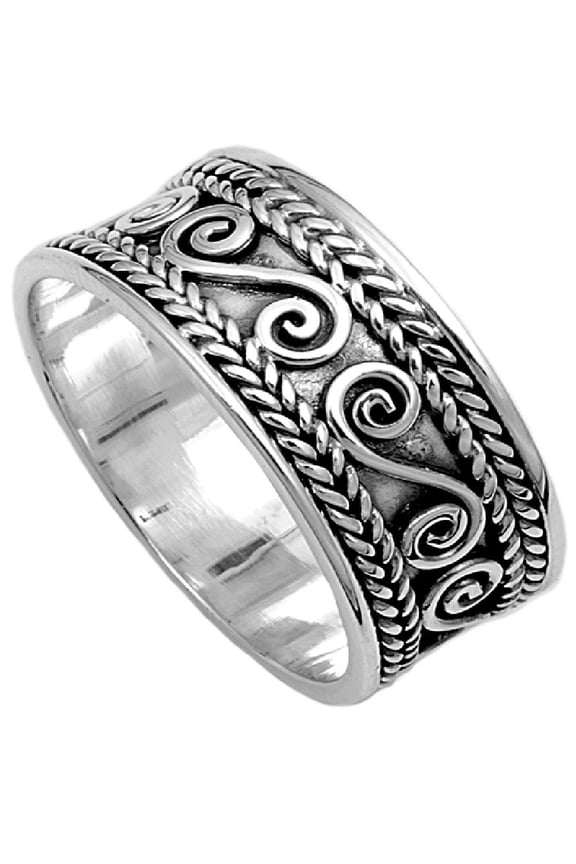 925 Sterling Silver Persian Patterns Ring Size 8