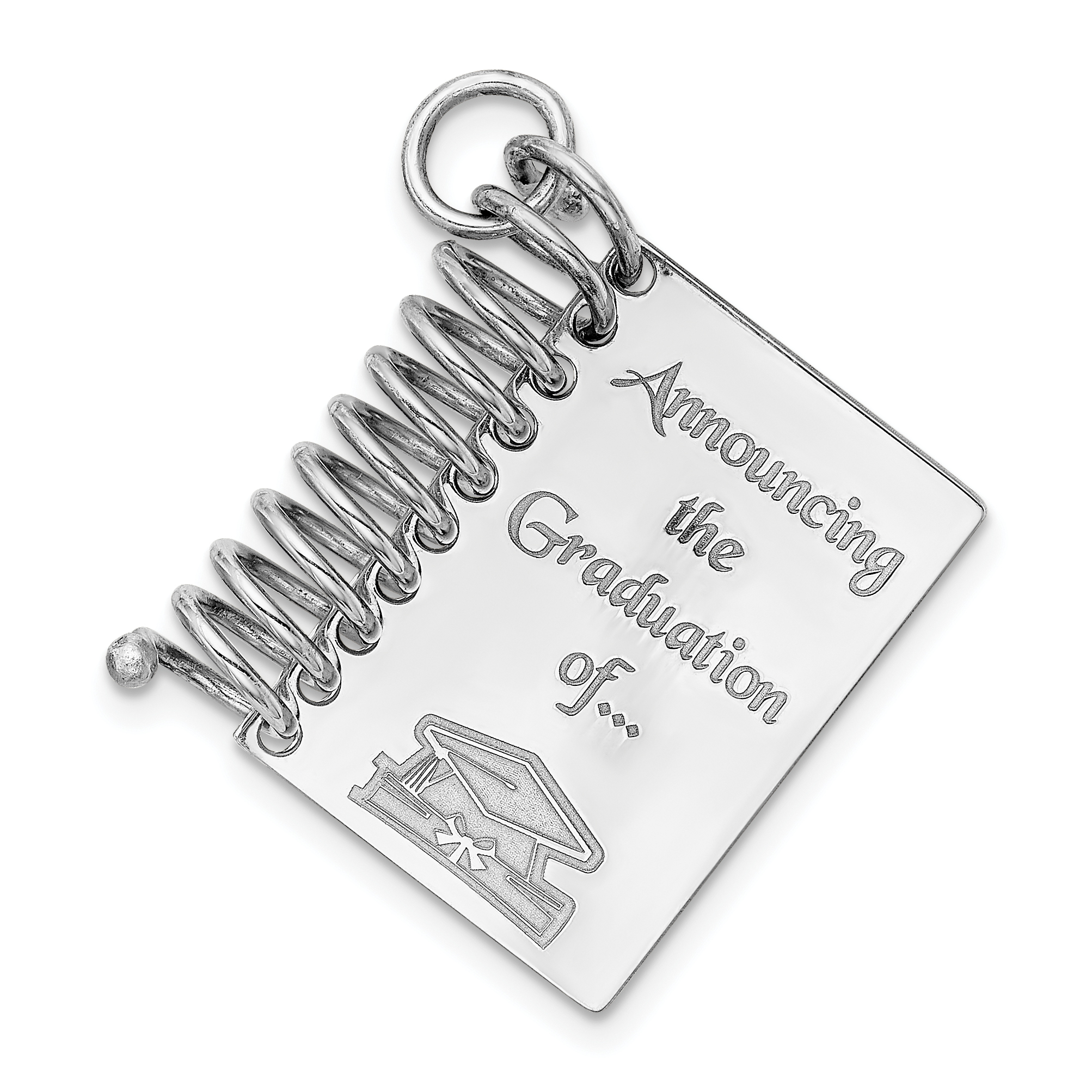 925 Sterling Silver Personalizable Graduation Book Charm Pendant - image 1 of 1