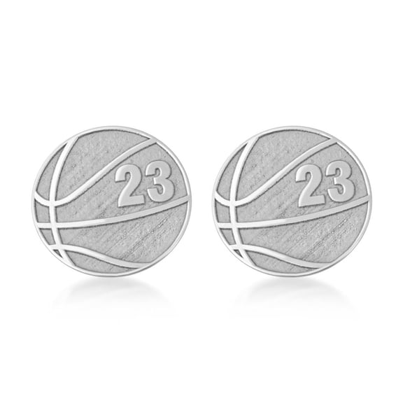 .925 Sterling Silver Personalized Basketball Jersey Number Sports Cufflinks
