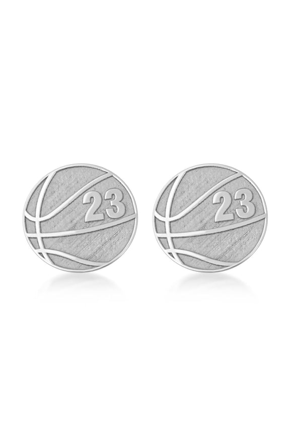 .925 Sterling Silver Personalized Basketball Jersey Number Sports Cufflinks