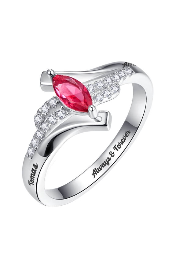925 Sterling Silver Personalized Birthstone Custom Name Rings for Women