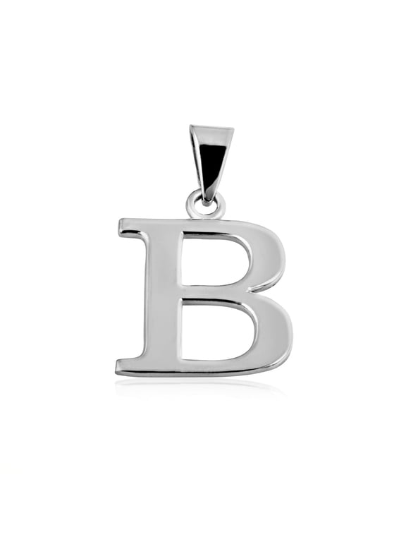 .925 Sterling Silver Personalized Letter "B" Initial Pendant - Large