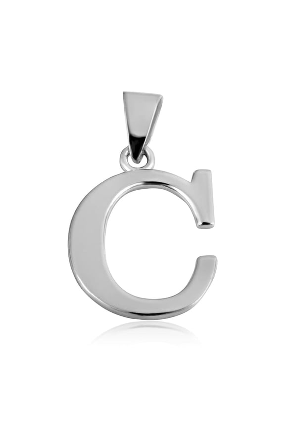 .925 Sterling Silver Personalized Letter "C" Initial Pendant - Large