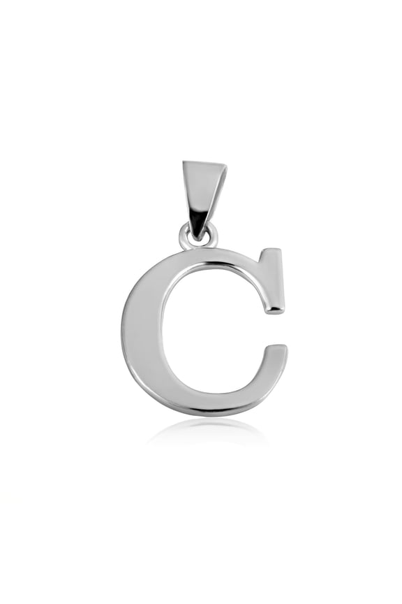 .925 Sterling Silver Personalized Letter "C" Initial Pendant - Small