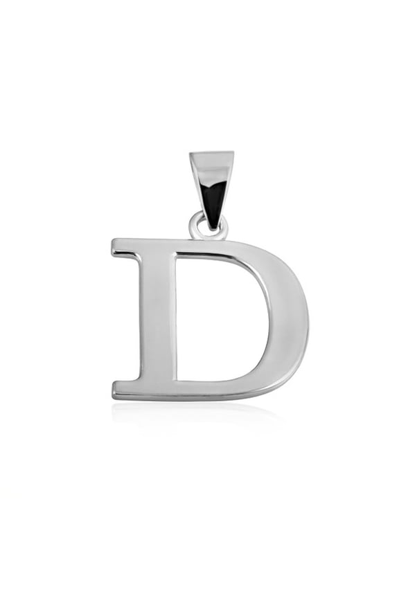 .925 Sterling Silver Personalized Letter "D" Initial Pendant - Small