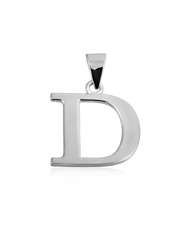 .925 Sterling Silver Personalized Letter "D" Initial Pendant - Small