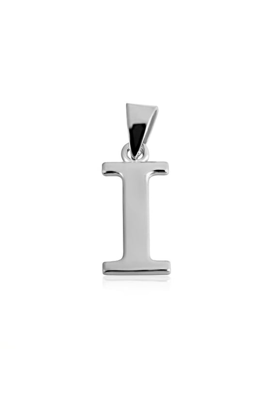 .925 Sterling Silver Personalized Letter "I" Initial Pendant - Small