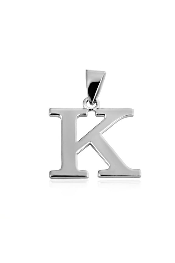 .925 Sterling Silver Personalized Letter "K" Initial Pendant - Small