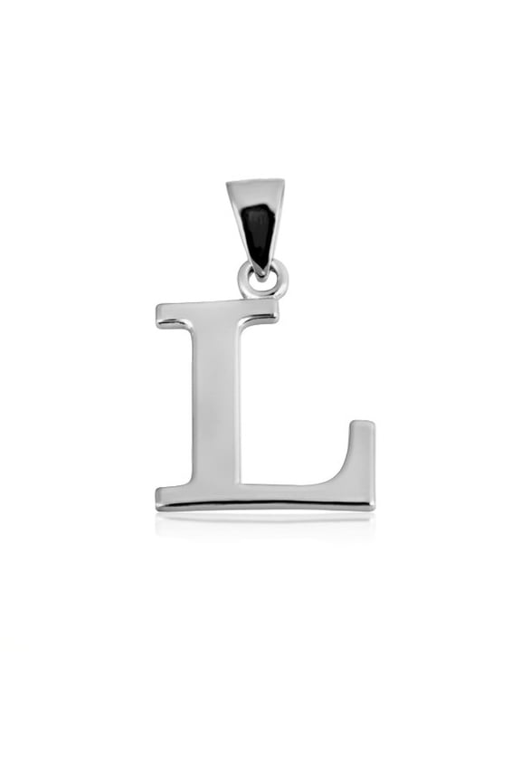 .925 Sterling Silver Personalized Letter "L" Initial Pendant - Small