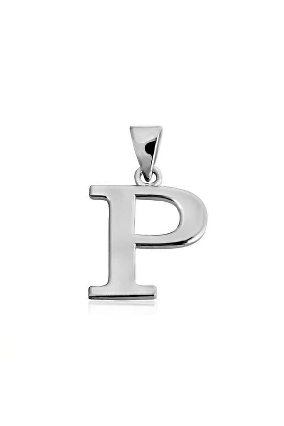 .925 Sterling Silver Personalized Letter "P" Initial Pendant - Small