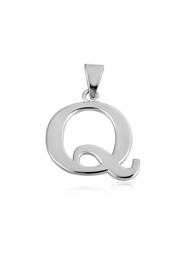 .925 Sterling Silver Personalized Letter "Q" Initial Pendant - Small