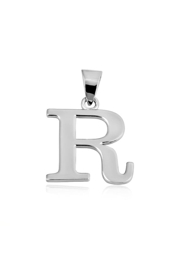 .925 Sterling Silver Personalized Letter "R" Initial Pendant - Small