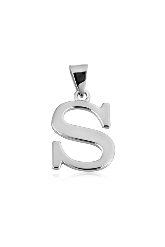 .925 Sterling Silver Personalized Letter "S" Initial Pendant - Small