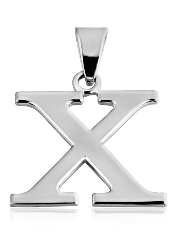 .925 Sterling Silver Personalized Letter "X" Initial Pendant (Small, with Pendant)