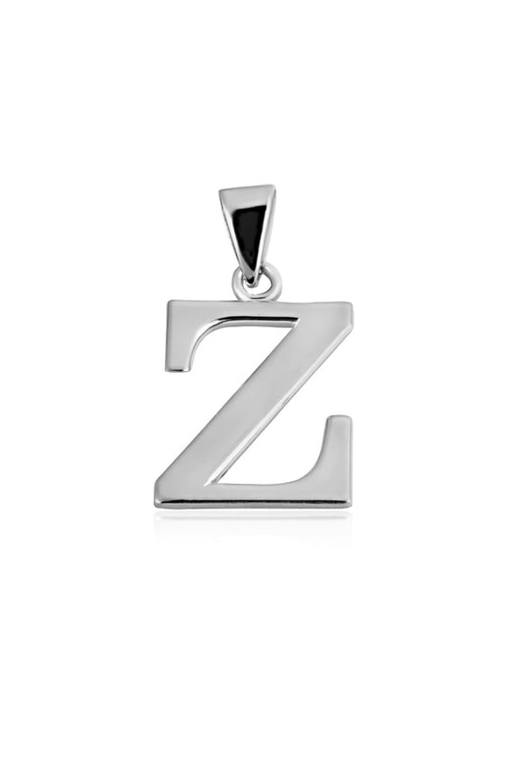 .925 Sterling Silver Personalized Letter "Z" Initial Pendant - Small