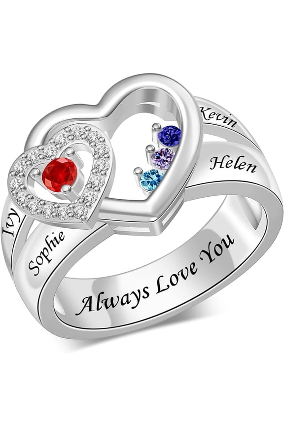 925 Sterling Silver Personalized Mother Rings Custom Engraved Name Ring Family Mother Days Birthday Anniversary Christmas Jewelry Gifts for Women