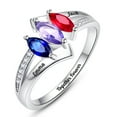 thumbnail image 1 of 925 Sterling Silver Personalized Promise Engagement Rings with 3 Simulated Birthstones Customized 2 Names for Women, 1 of 5