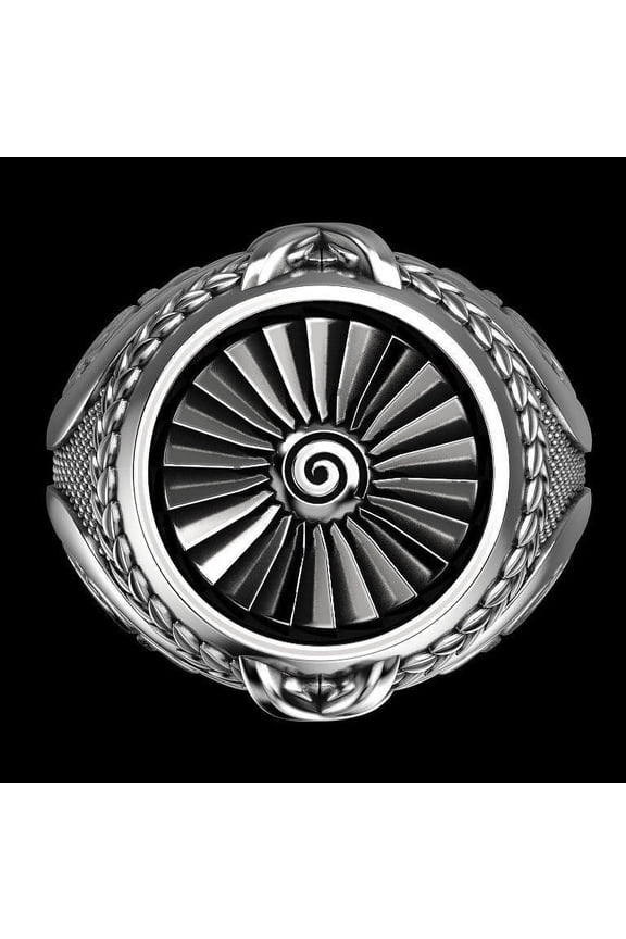925 Sterling Silver Personalized Steampunk Heavy Metal Turbine Ring Fan Silver Ring Rotating Ring