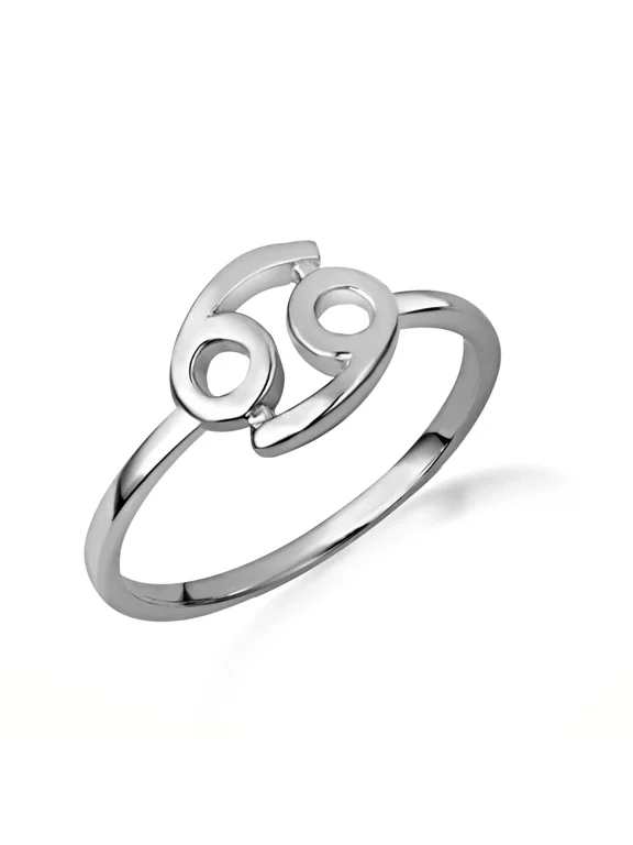 925 Sterling Silver Personalized Zodiac Sign Band Ring (CANCER)(Size 8)