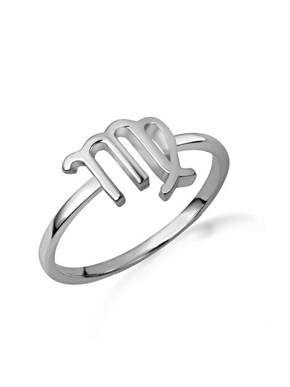 925 Sterling Silver Personalized Zodiac Sign Band Ring (VIRGO)(Size 12)