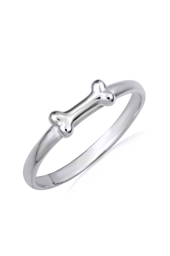 925 Sterling Silver Pet Dog Bone Ring (Size 7.5)