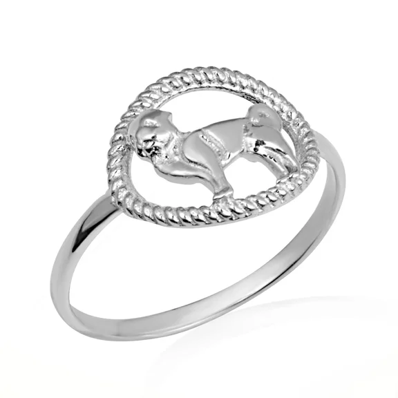 925 Sterling Silver Pet Dog Rope Statement Ring (Size 10.75)