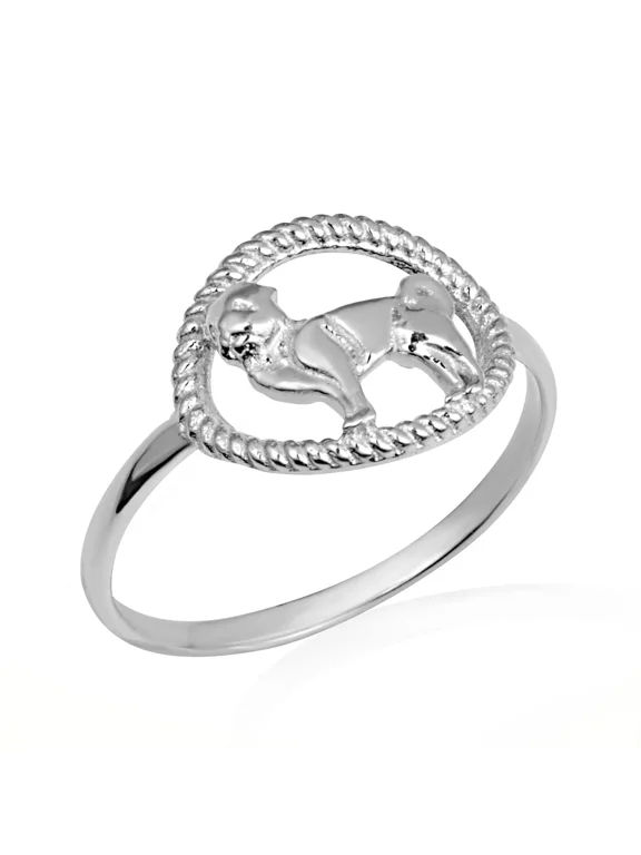 925 Sterling Silver Pet Dog Rope Statement Ring (Size 11.75)