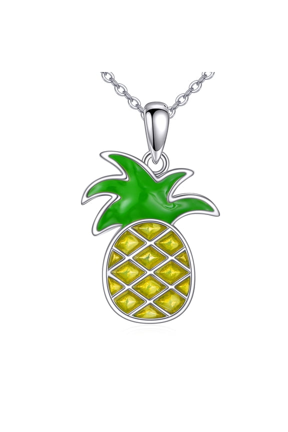 925 Sterling Silver Pineapple Necklace Yellow Fruit Pendant Jewelry Brithday Gifts for Women