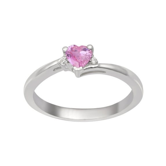 925 Sterling Silver Pink CZ 4MM Heart Shape Dainty Women Valentines Day Gifts Ring