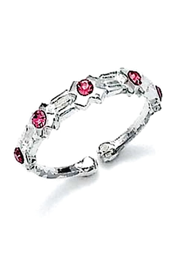 925 Sterling Silver Pink Cubic Zirconia X toe ring toe ring for Women